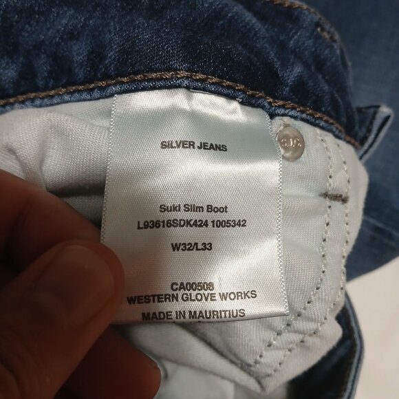 Silver Jeans Suki Slim Boot Women's W32/L33 Mid Rise Embroidered stretch indigo - Picture 4 of 9